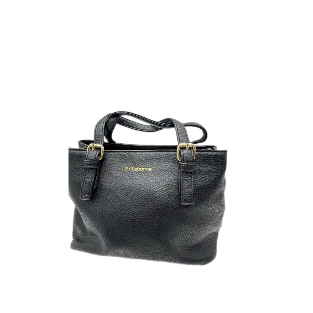 Liz Claiborne black faux-leather satchel handbag